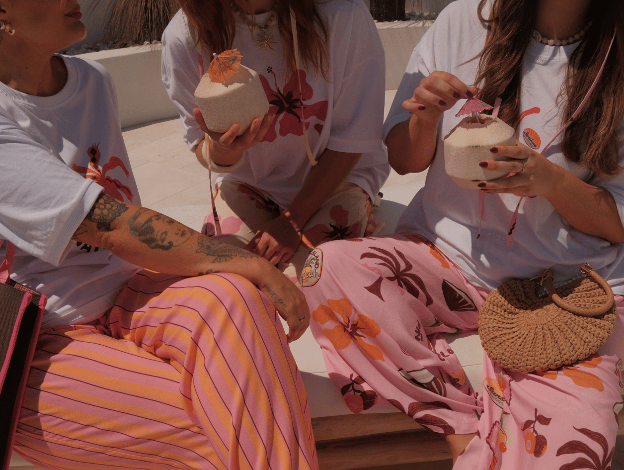The Lullaby Club sneak peek behind the scenes summer 2026 collection pink, stripes, hibiscus, pina colada , tote bag