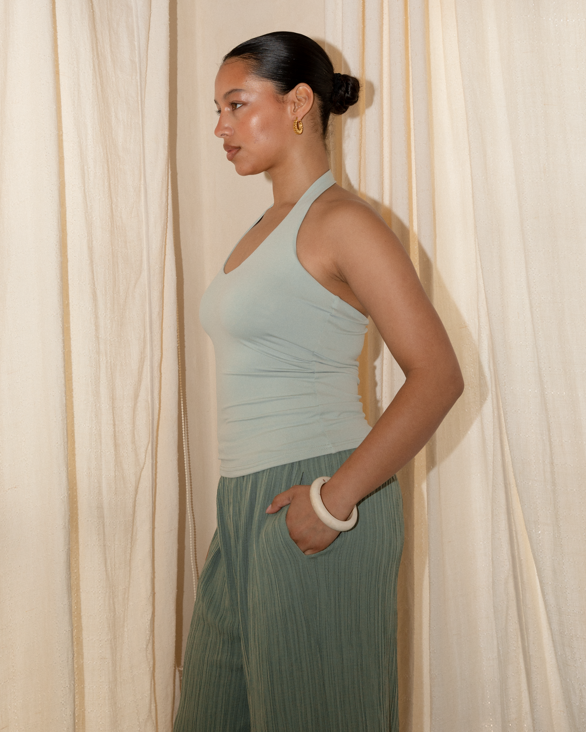 Butter Halter Top in Green - Bump Friendly Basics - The Lullaby Club