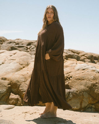 Maxi Ruby Smock Dress | Brown Crepe