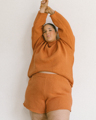 Sarah Chunky Knit Shorts | Burnt Orange