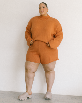Sarah Chunky Knit Shorts | Burnt Orange