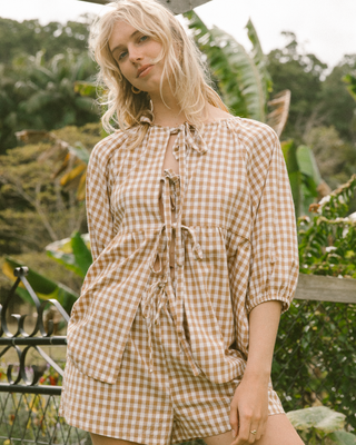 Florence Top | Caramel Gingham