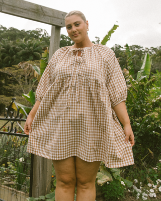 Florence Mini Dress | Caramel Gingham