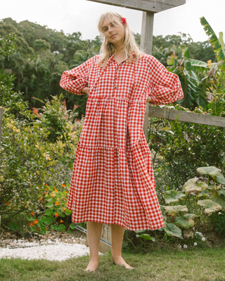 Maxi Avalon Smock Dress | Red Gingham