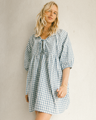 Florence Mini Dress | Blue Gingham (PRE-ORDER)