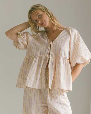 Frankie Top | Yellow with Purple Stripe