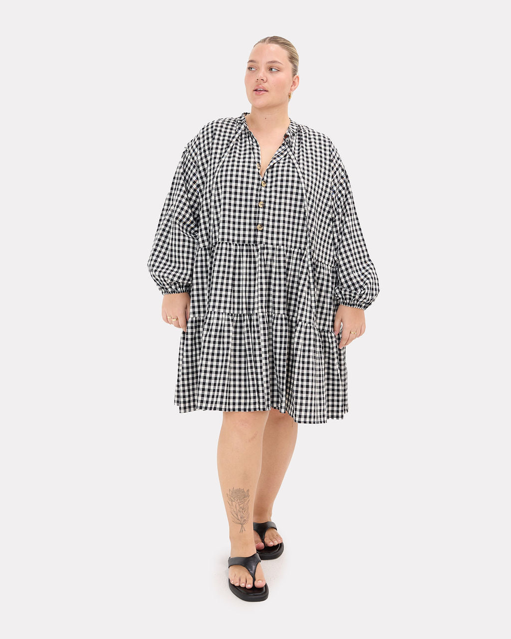 Avalon Smock Dress in Black Gingham - Maternity and Postpartum Friendly - The Lullaby Club