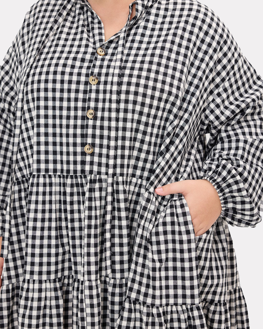Avalon Smock Dress in Black Gingham - Functional Pockets- The Lullaby Club