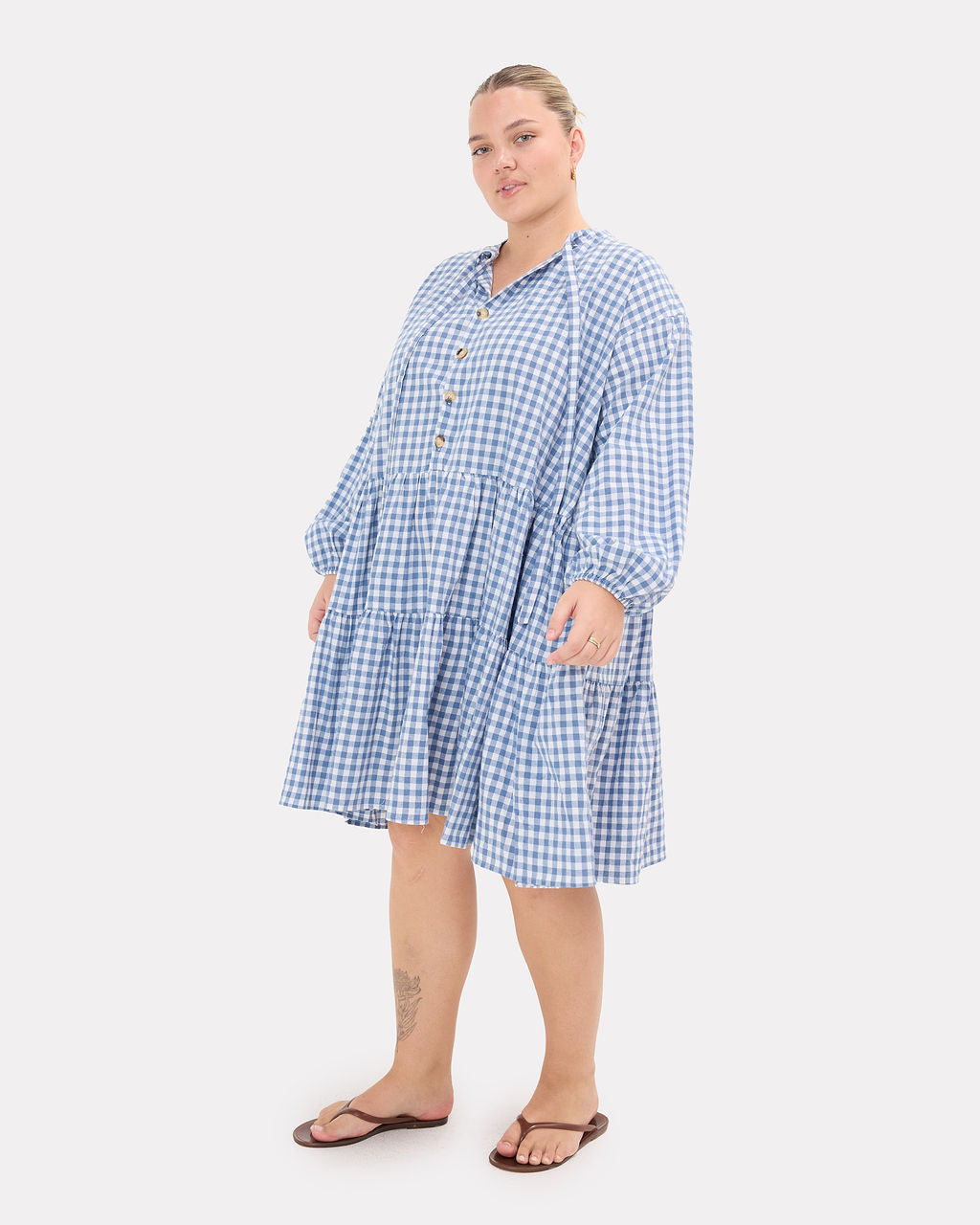 Avalon Smock Dress in Blue Gingham - Maternity & Postpartum Friendly - The Lullaby Club