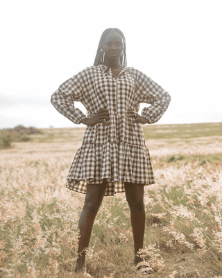 Avalon Smock Dress | Brown Gingham