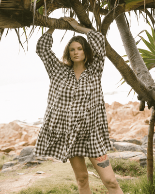 Avalon Smock Dress | Brown Gingham