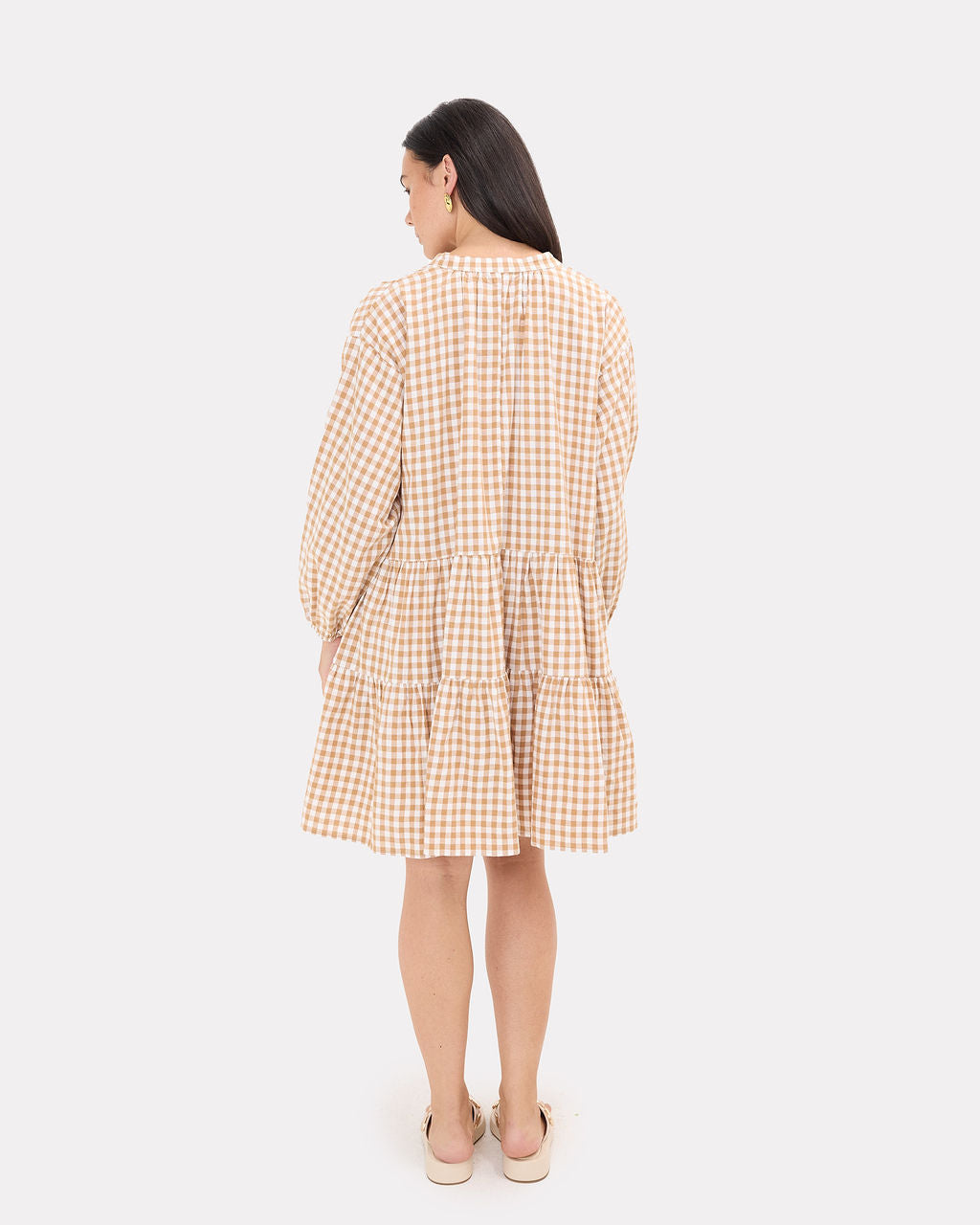 Avalon Smock Dress in Caramel Gingham - Size Inclusive AU 6-26 - The Lullaby Club