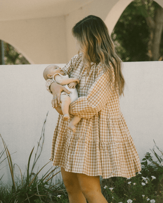 Avalon Smock Dress | Caramel Gingham