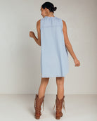 Bonnie Mini Dress in Blue - Pregnancy and Postpartum Friendly Mini Dress - The Lullaby Club