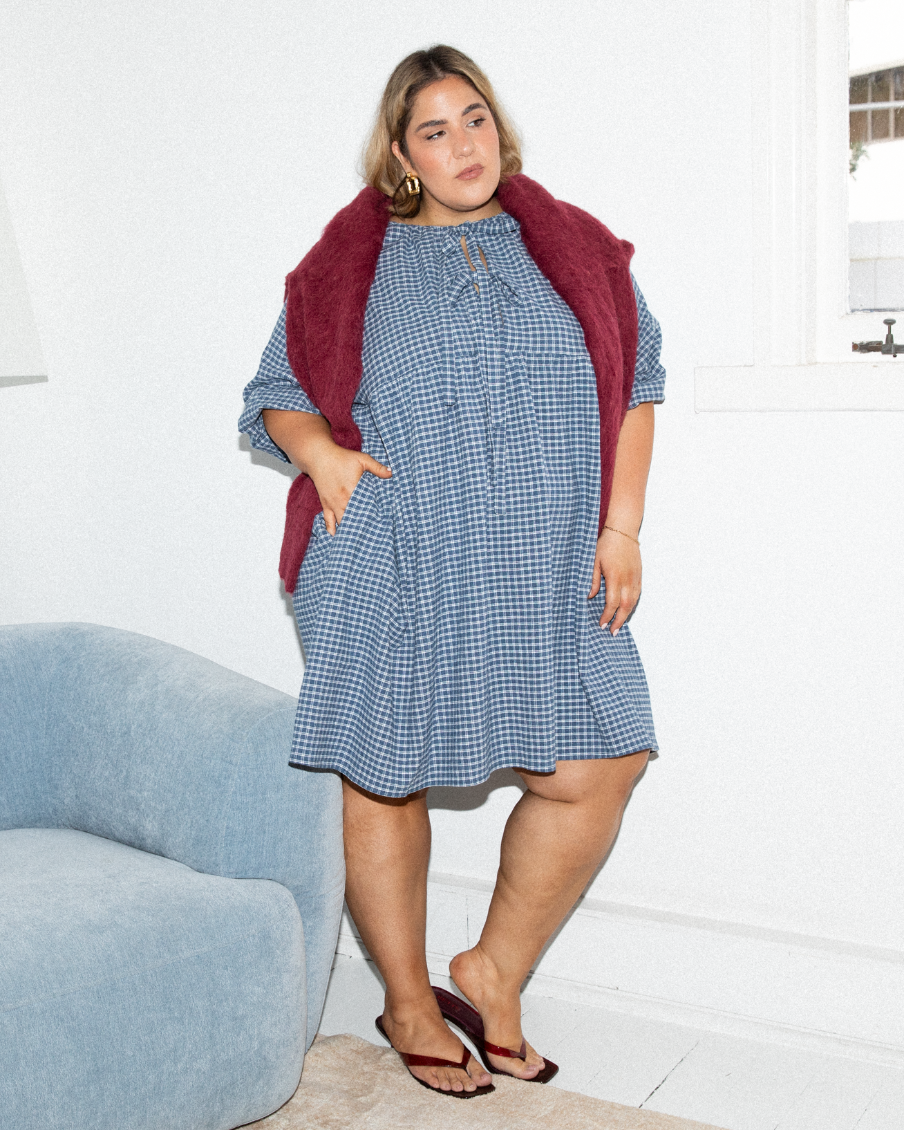 Florence Dress in Navy Gingham - Reversible Breastfeeding Friendly Dress - The Lullaby Club