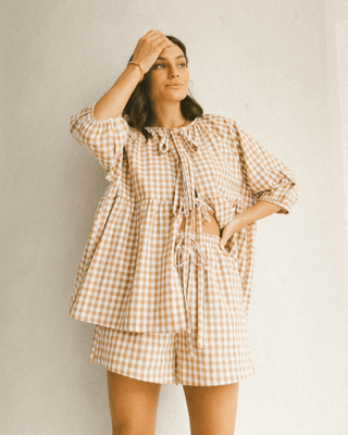 Florence Top | Caramel Gingham