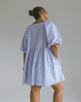 Frankie Dress | Purple & Blue Stripe