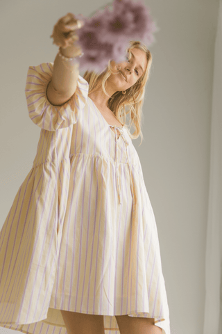 Frankie Dress | Yellow & Purple Stripe