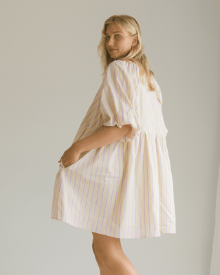 Frankie Dress | Yellow & Purple Stripe