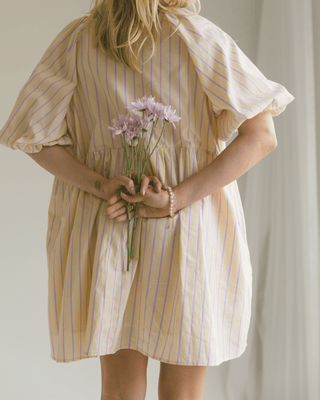 Frankie Dress | Yellow & Purple Stripe