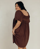 Harper Mini Dress in Chocolate - Elasticated Back - The Lullaby Club