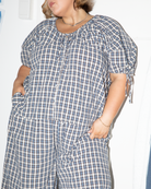 Harvey Top in Denim Gingham - Adjustable Neckline Top - The Lullaby Club