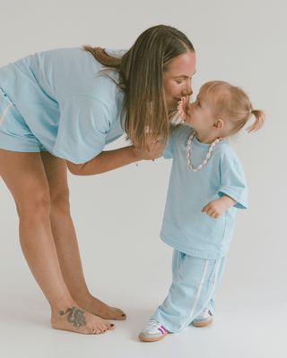 Kids Essentials Pants | Blue & Cream