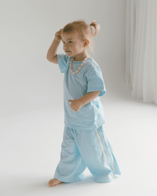 Kids Essentials Pants | Blue & Cream