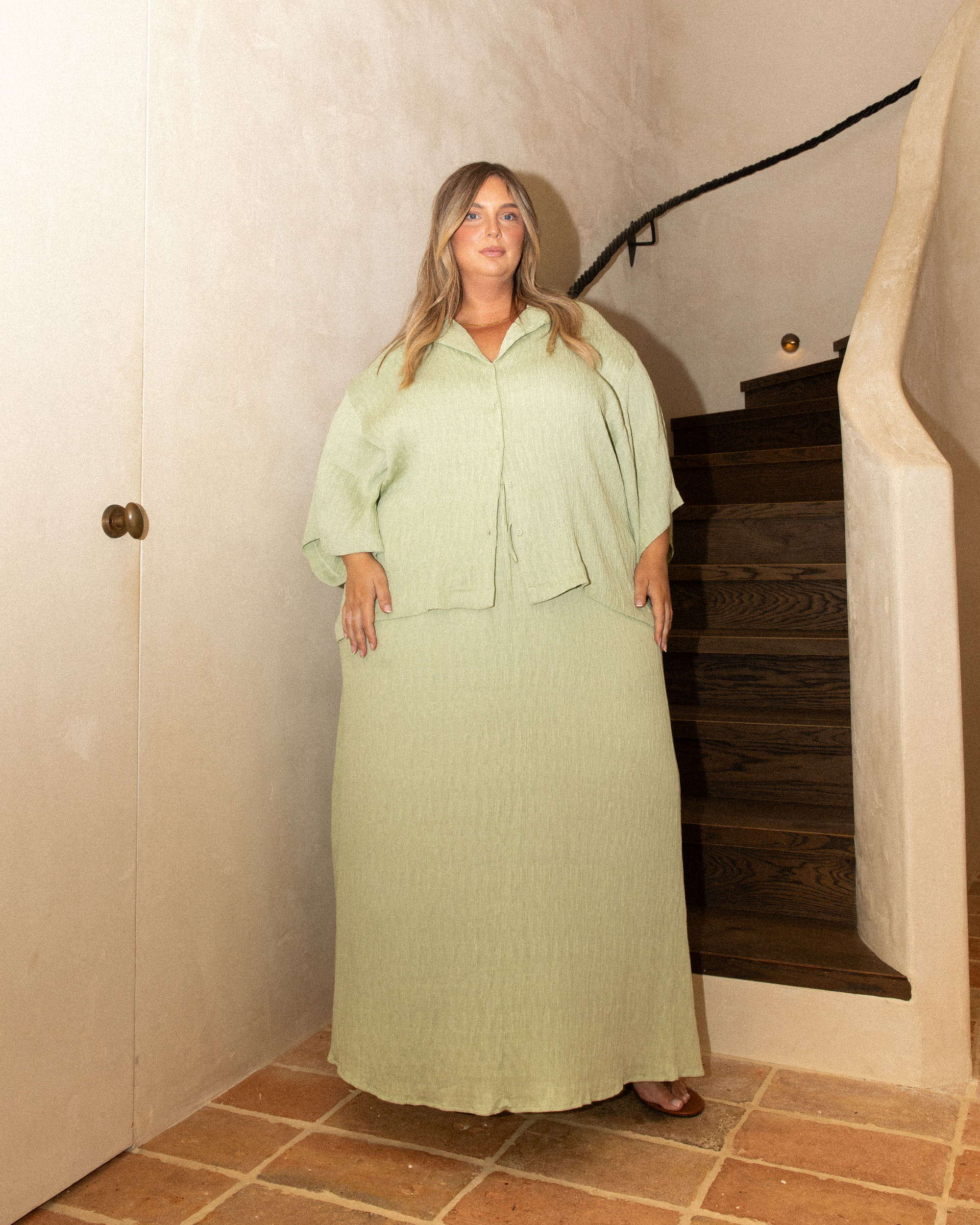 Lacey Shirt in Pistachio - Size Inclusive Maternity Wear - The Lullaby Club