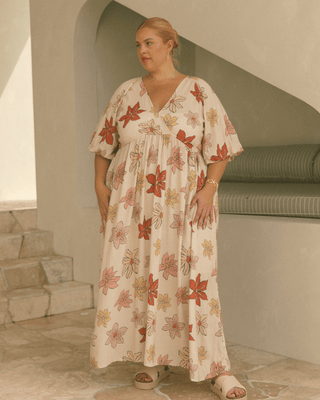 Layla Maxi Dress | Beige Flowers