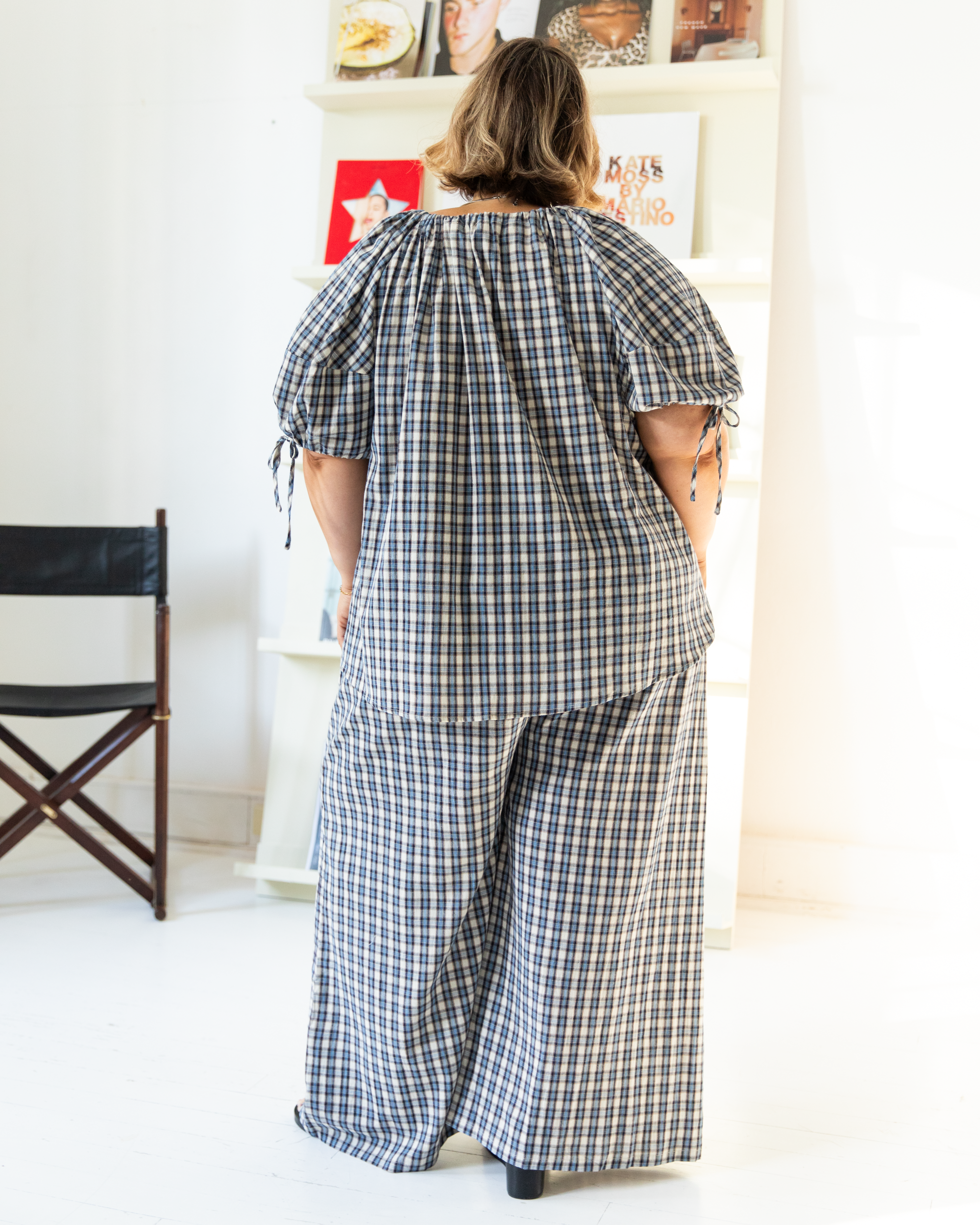 Lola Pants in Denim Gingham - Extended Size Range AU 6-26 - The Lullaby Club