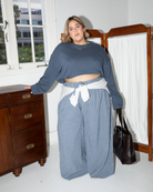 Long Sleeve Essentials Tee in Navy Knit - Oversized Maternity Long Sleeve - The Lullaby Club