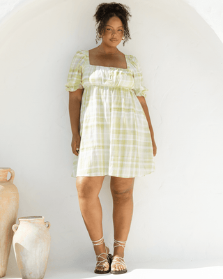 Lotus Mini Dress | Green Gingham