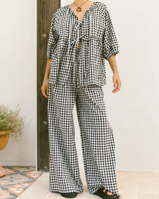 Posey Maternity & Postpartum Pants in Black Gingham – Plus-Size & Mid-Size Loungewear