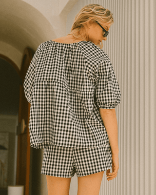 Matilda Maternity & Everyday Shorts - Black Gingham | Plus-Size & Postpartum Friendly Lounge Shorts