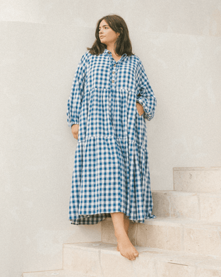 Maxi Avalon Smock Dress | Blue Gingham