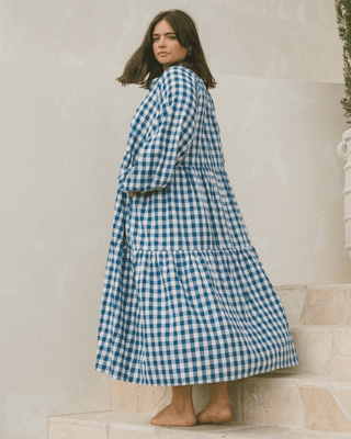 Maxi Avalon Smock Dress | Blue Gingham