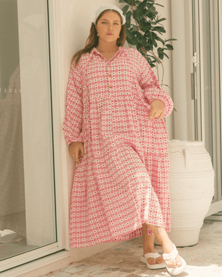 Maxi Avalon Smock Dress | Gingham Hearts