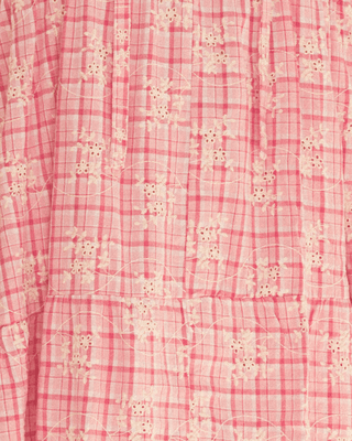 Maxi Avalon Smock Dress | Pink Gingham Embroidery