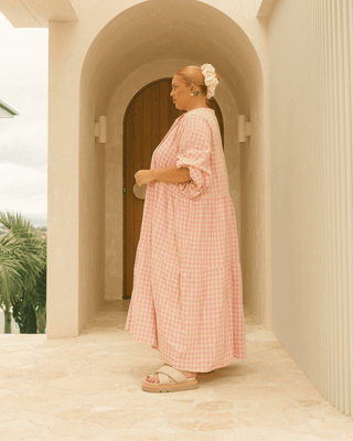 Maxi Avalon Smock Dress | Pink/Yellow Gingham