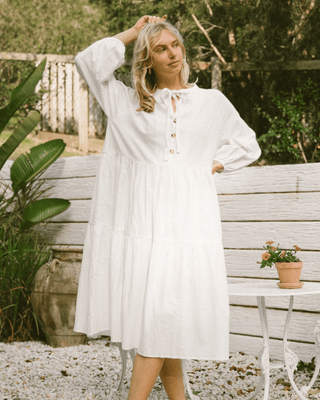 Maxi Avalon Smock Dress | White