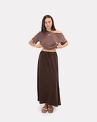 Mia Skirt in Chocolate | Elastic Waistband | The Lullaby Club