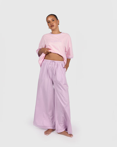 Ocean Pants in Lilac - Adjustable Elastic Waistband - The Lullaby Club