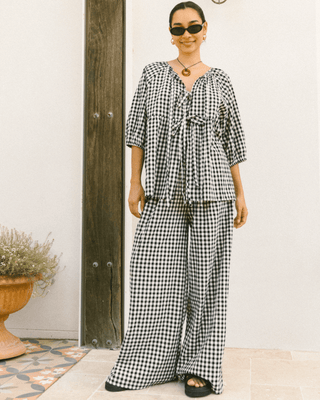 Posey Maternity & Postpartum Pants in Black Gingham – Plus-Size & Mid-Size Loungewear