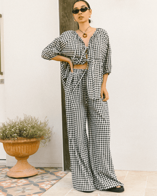 Posey Maternity & Postpartum Pants in Black Gingham – Plus-Size & Mid-Size Loungewear