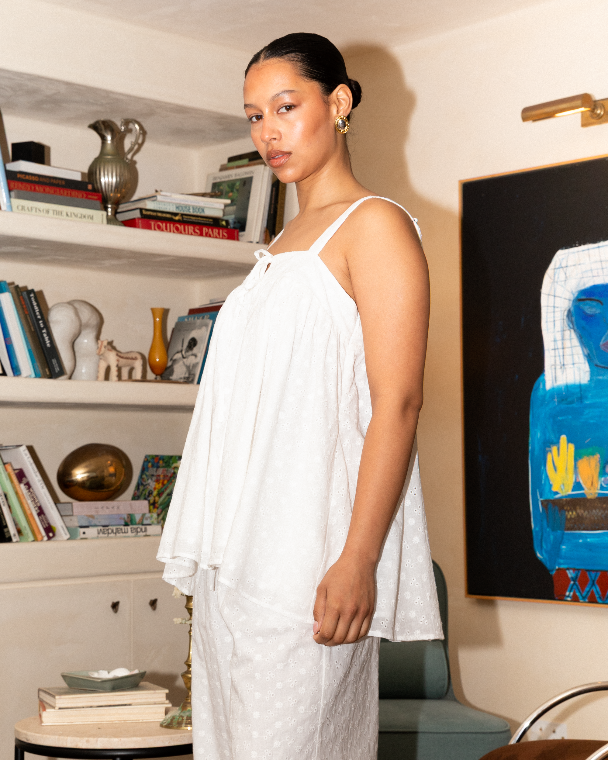 Zimi Top in White Embroidery - Hidden Breastfeeding Zips - The Lullaby Club