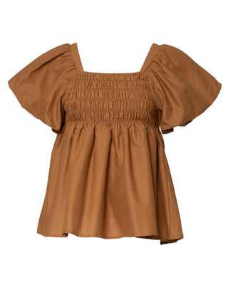WAREHOUSE SALE | Amber Baby Doll Top | Brown