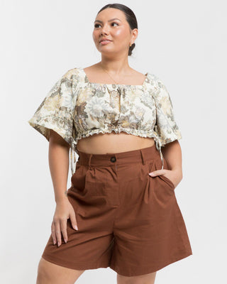 WAREHOUSE SALE | Maggie Tailored Shorts | Brown