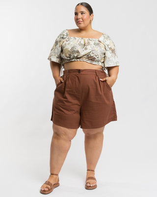 WAREHOUSE SALE | Maggie Tailored Shorts | Brown