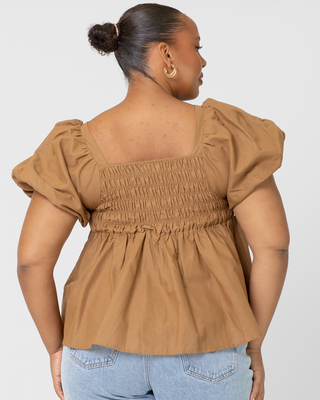 Amber Baby Doll Top | Brown
